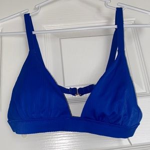 Shade & Shore Royal Blue Ribbed Triangle Bikini Top